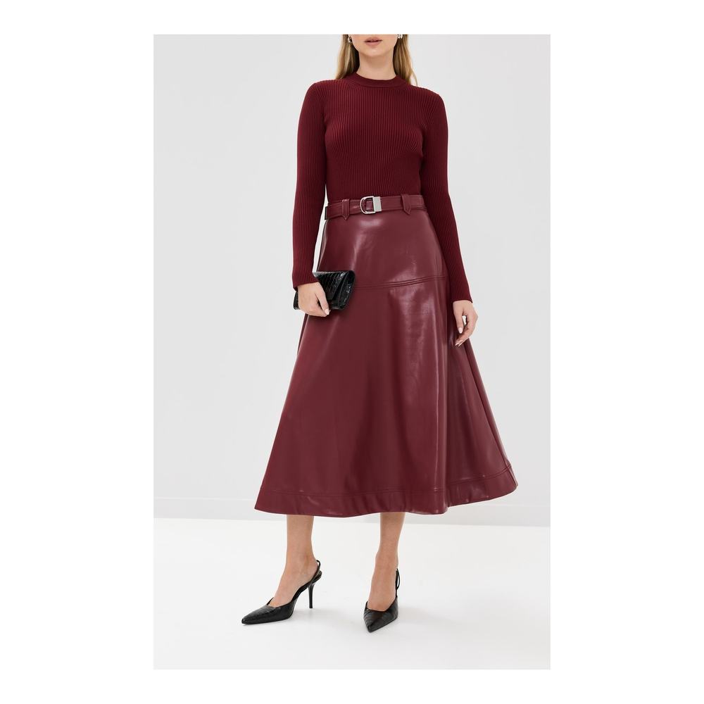 Elegant Burgundy Long Sleeve Dress